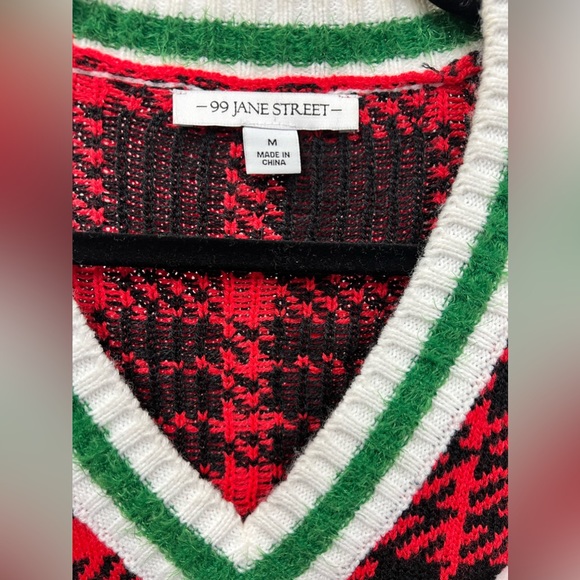 Merry Christmas 3-D Spell Out Embellished Plaid Holiday UGLY Sweater Bling - Picture 6 of 6